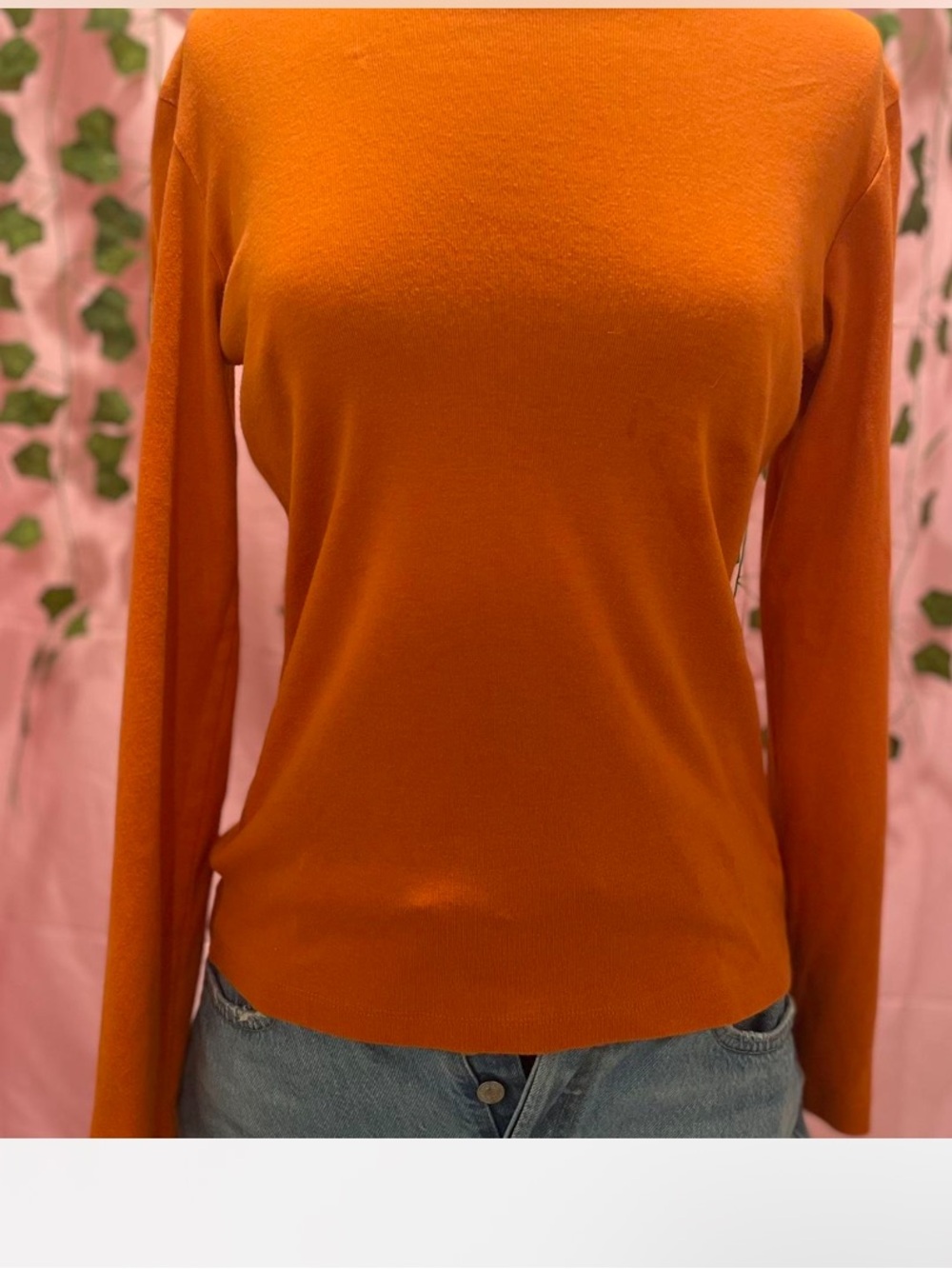 GAP Long-Sleeve Crewneck Top — Burnt Orange
